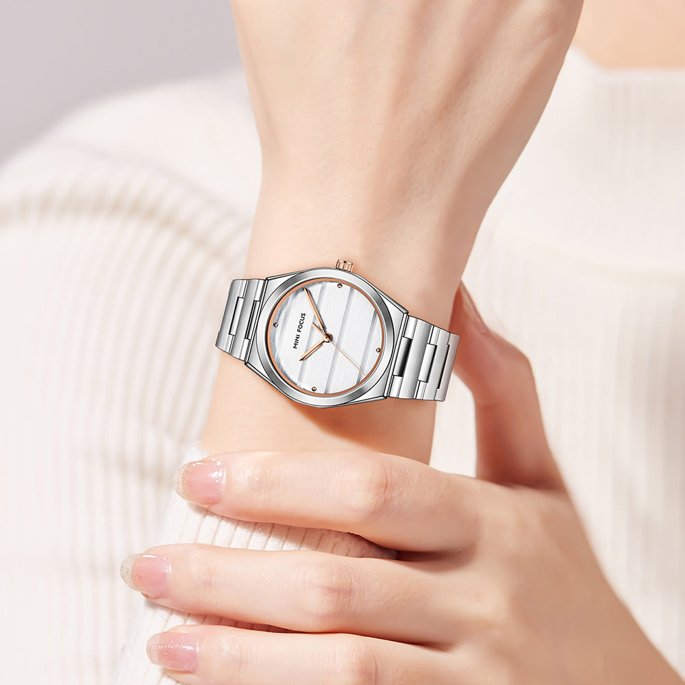 Silver Rose Gold Round Dial Watch - MF0611L.04