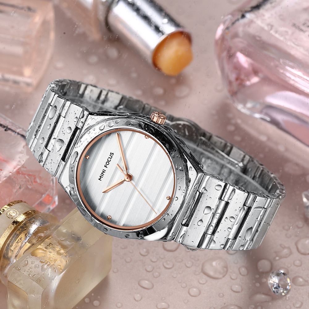 Silver Rose Gold Round Dial Watch - MF0611L.04