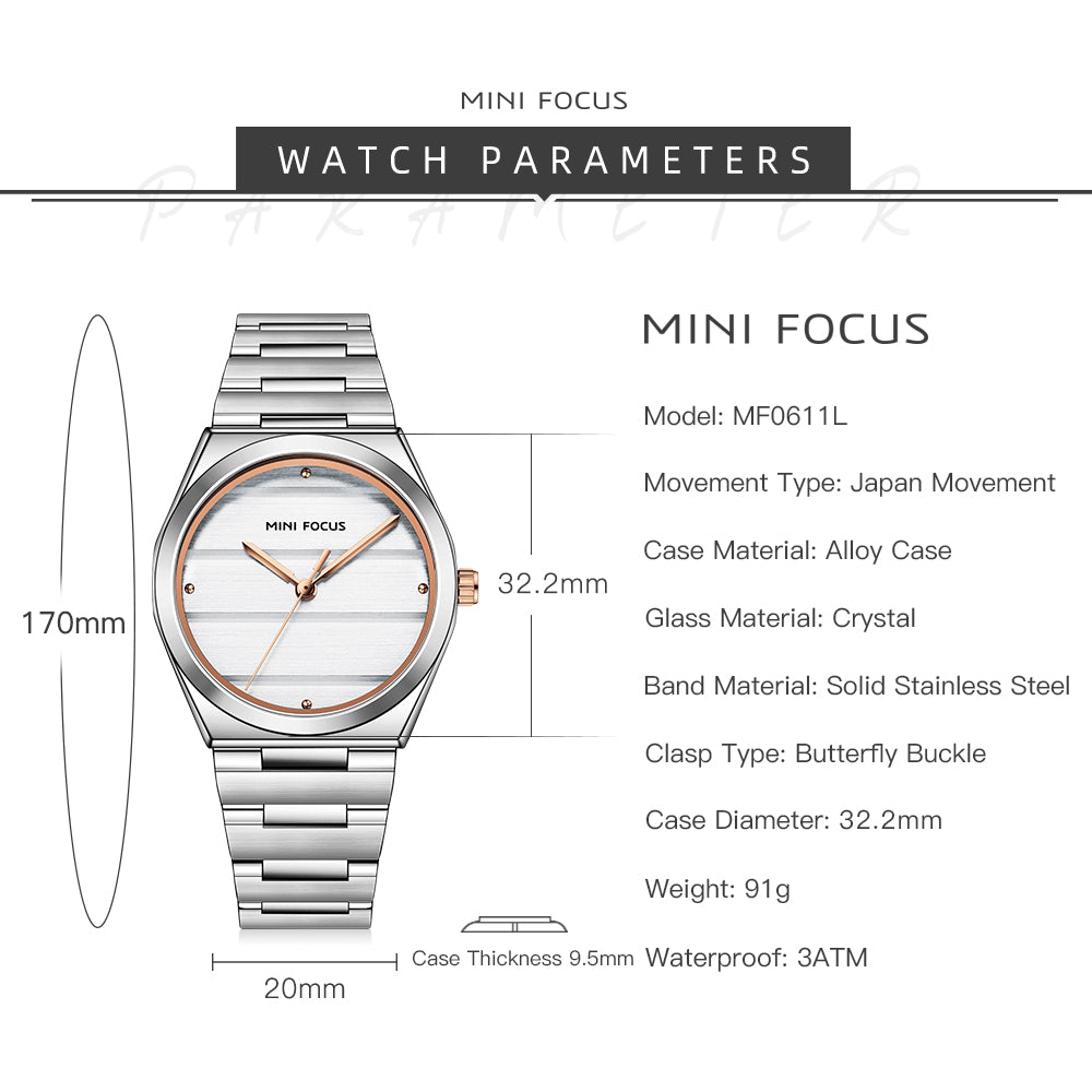 Silver Rose Gold Round Dial Watch - MF0611L.04