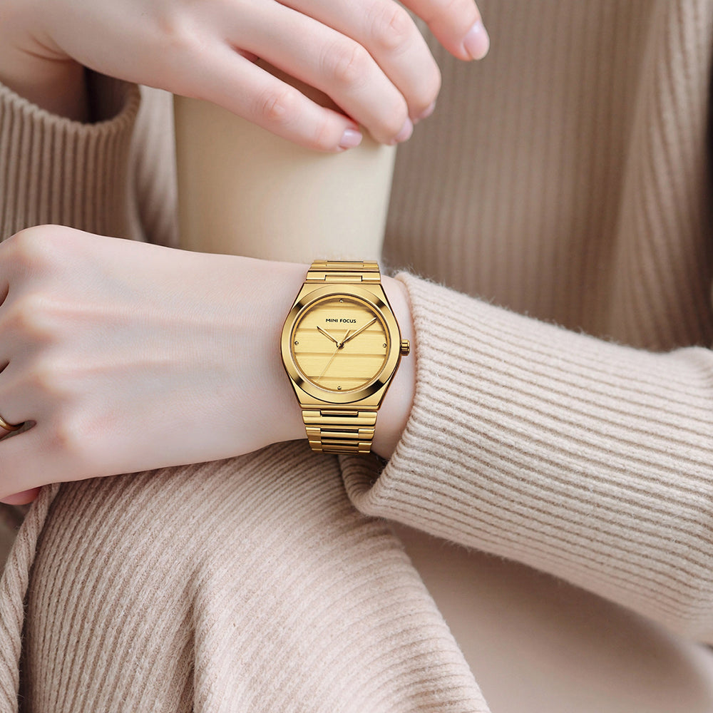 Gold Round Dial Women's Watch - MF0611L.05