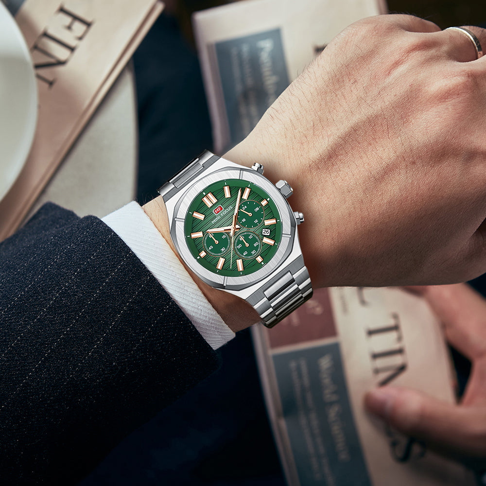 Mini Focus MF0612G.03 Men's Green Dial Stainless Steel Luxury Chronograph Watch