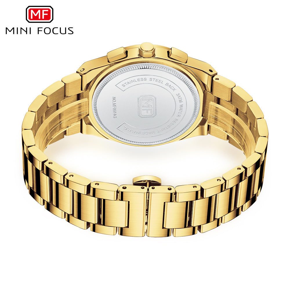 Black Sunburst Dial with Gold Bracelet Chronograph Watch for Men