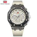 Mini Focus MF0616G.04 Transparent Chronograph – Champagne Textured Dial with Smoke Clear Case & Cream Silicone Strap