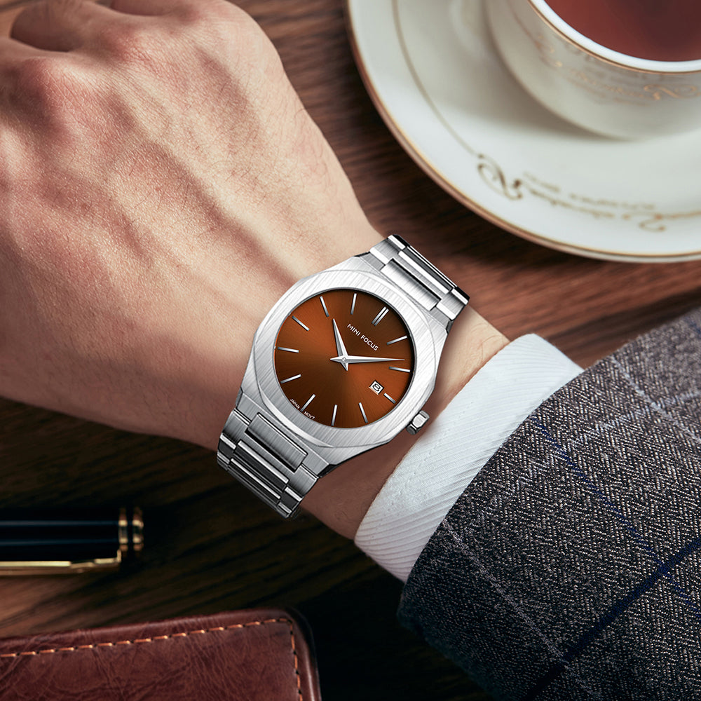Ultra-Thin Brown Watch for Men