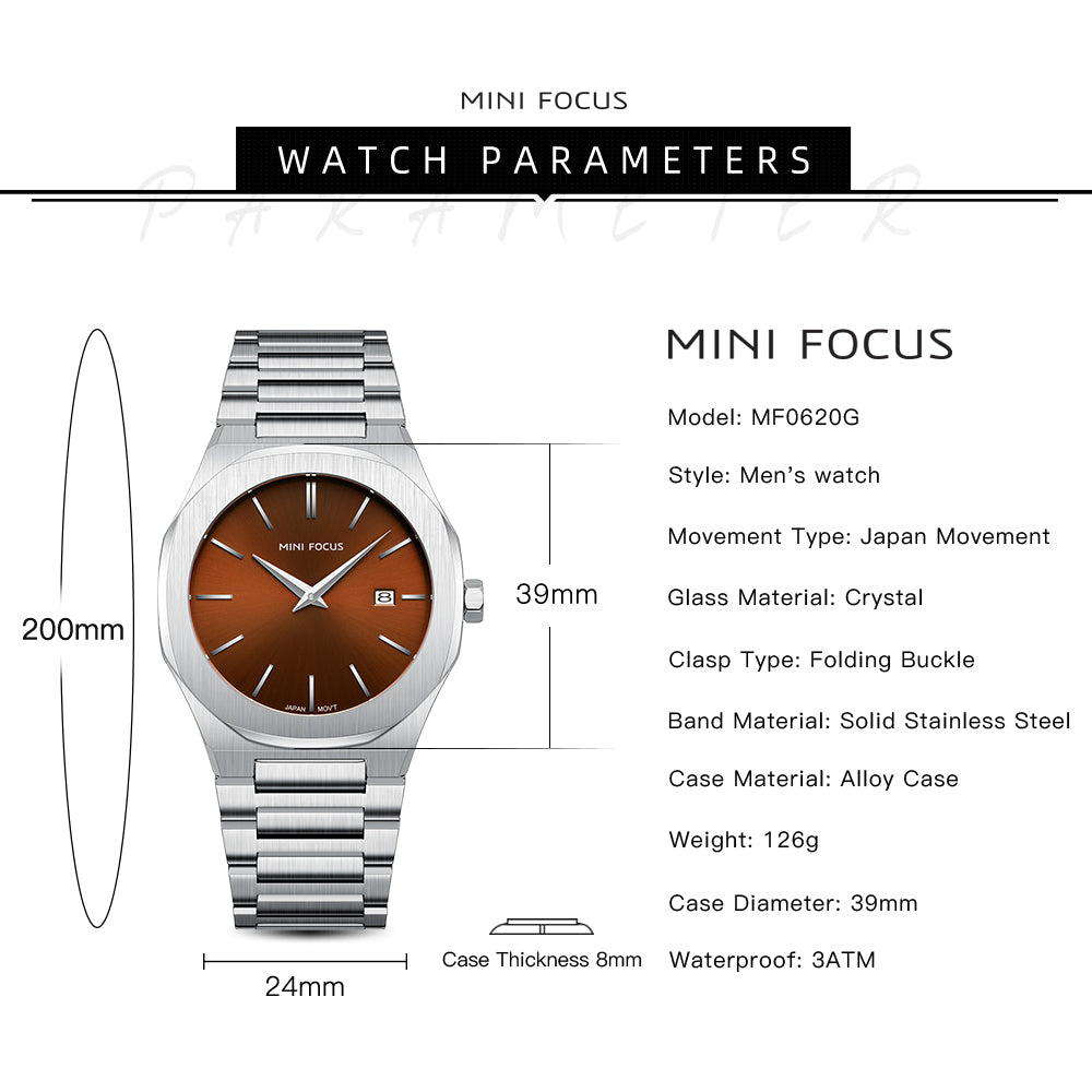 Ultra-Thin Brown Watch for Men