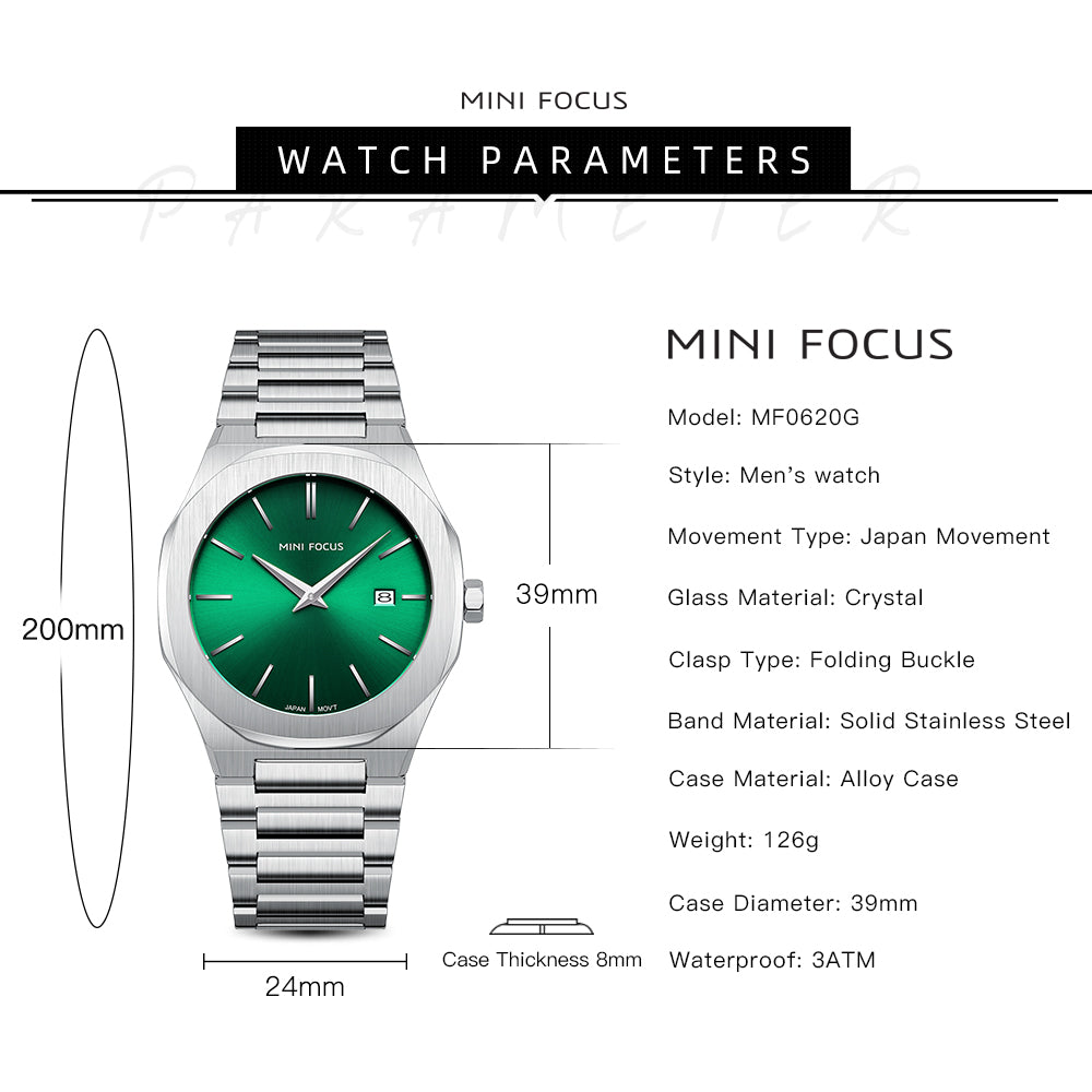 Ultra-Thin Green Watch for Men