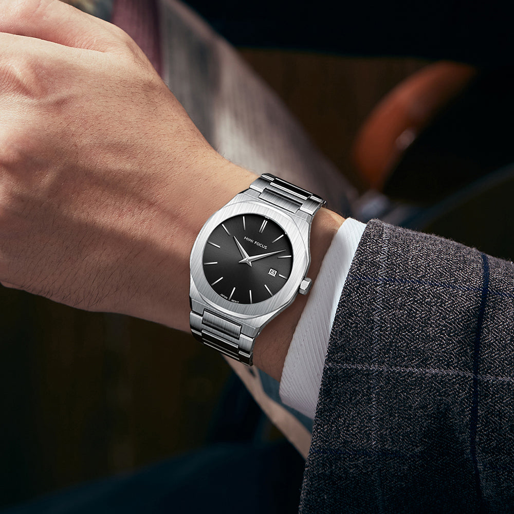 Ultra-Thin Black Watch for Men