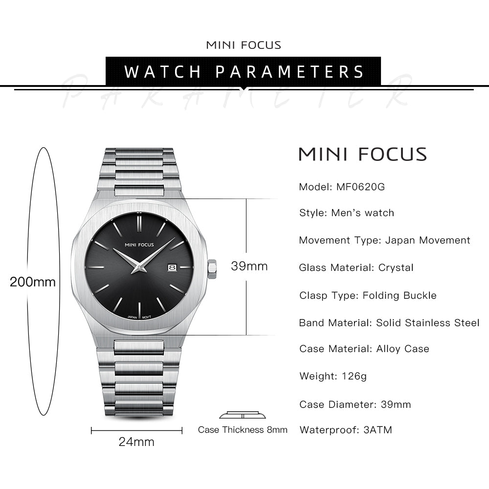 Ultra-Thin Black Watch for Men