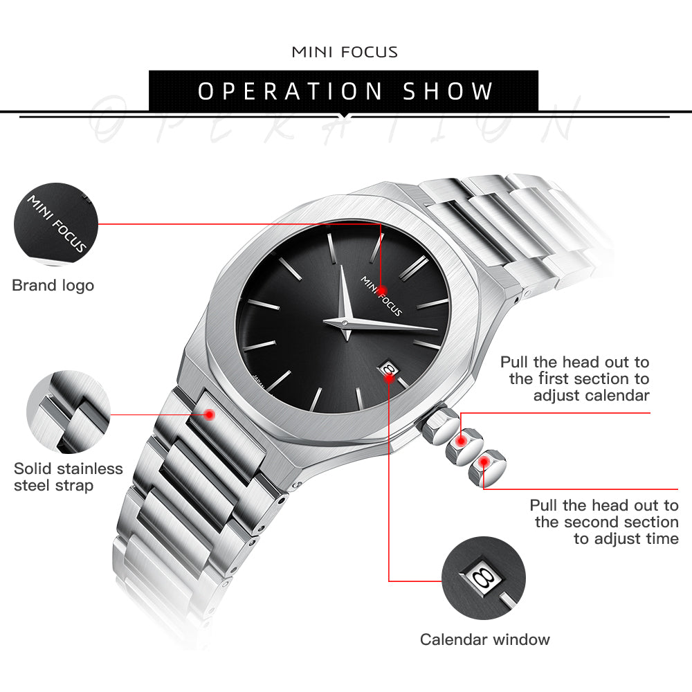 Ultra-Thin Black Watch for Men