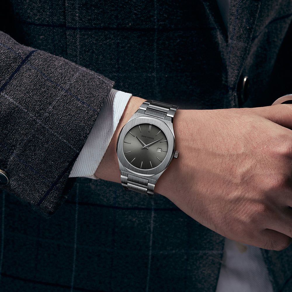 Ultra-Thin Gun Metal Watch for Men
