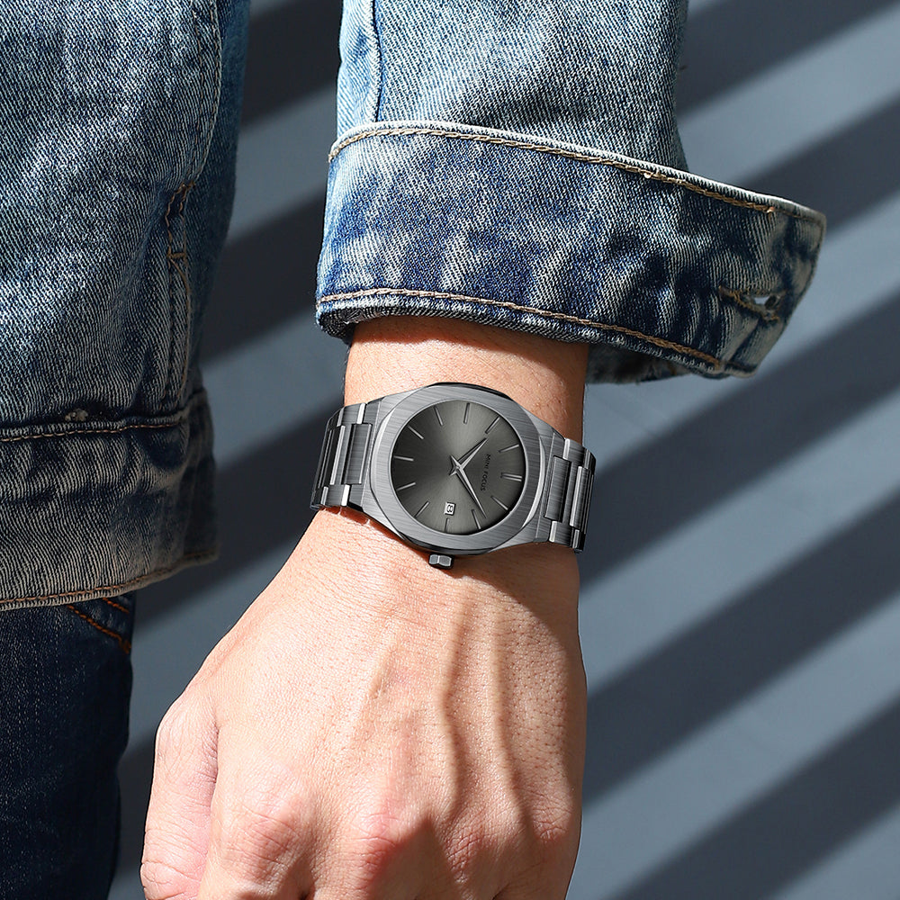Ultra-Thin Gun Metal Watch for Men
