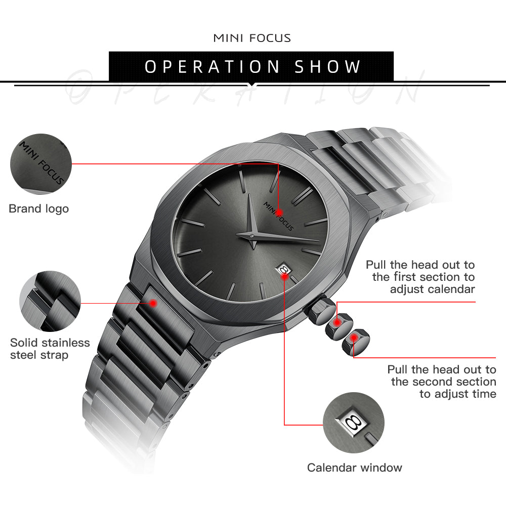Ultra-Thin Gun Metal Watch for Men