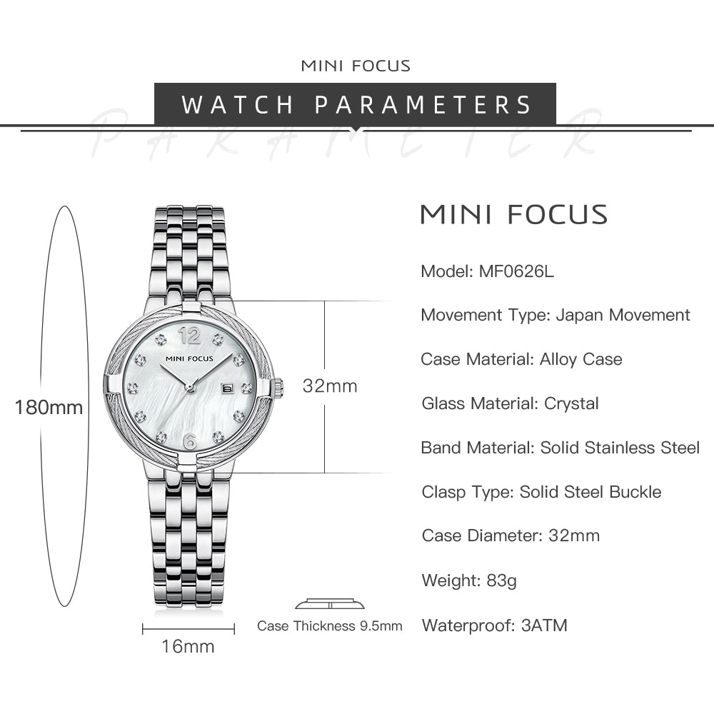 Mini Focus MF0626L.01 Heritage Pearl Dial Stainless Steel Luxury Watch