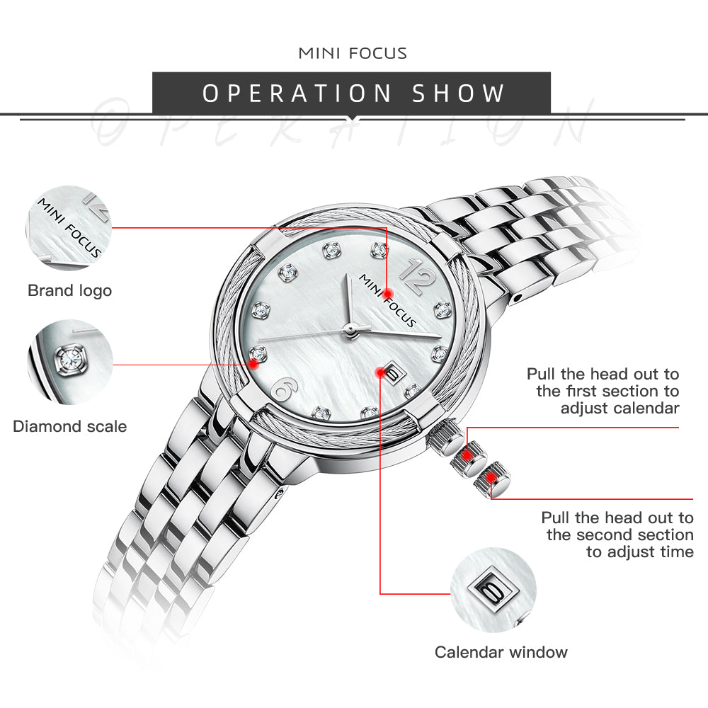 Mini Focus MF0626L.01 Heritage Pearl Dial Stainless Steel Luxury Watch