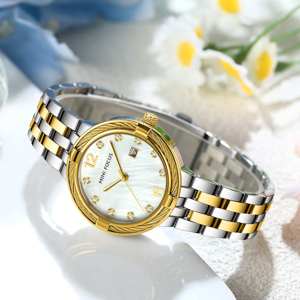 Mini Focus MF0626L.03 Imperial Gold & Silver Pearl Luxe Timepiece