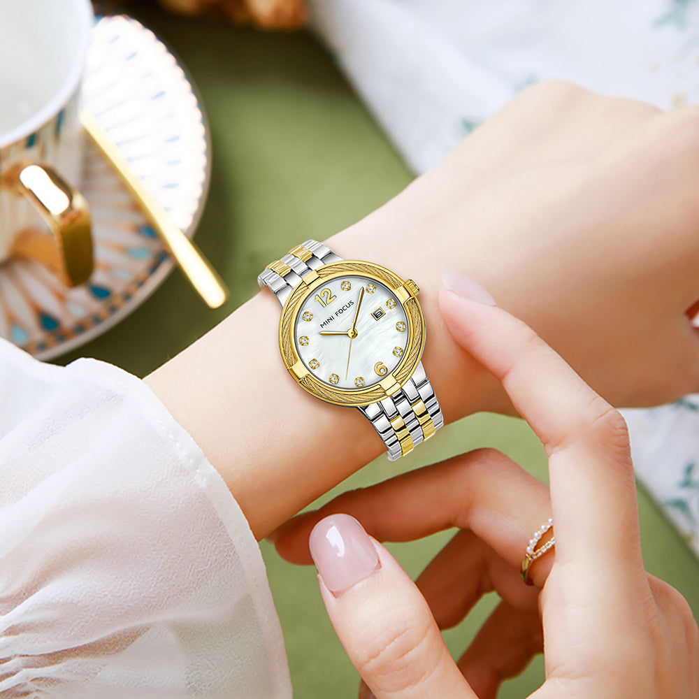 Mini Focus MF0626L.03 Imperial Gold & Silver Pearl Luxe Timepiece