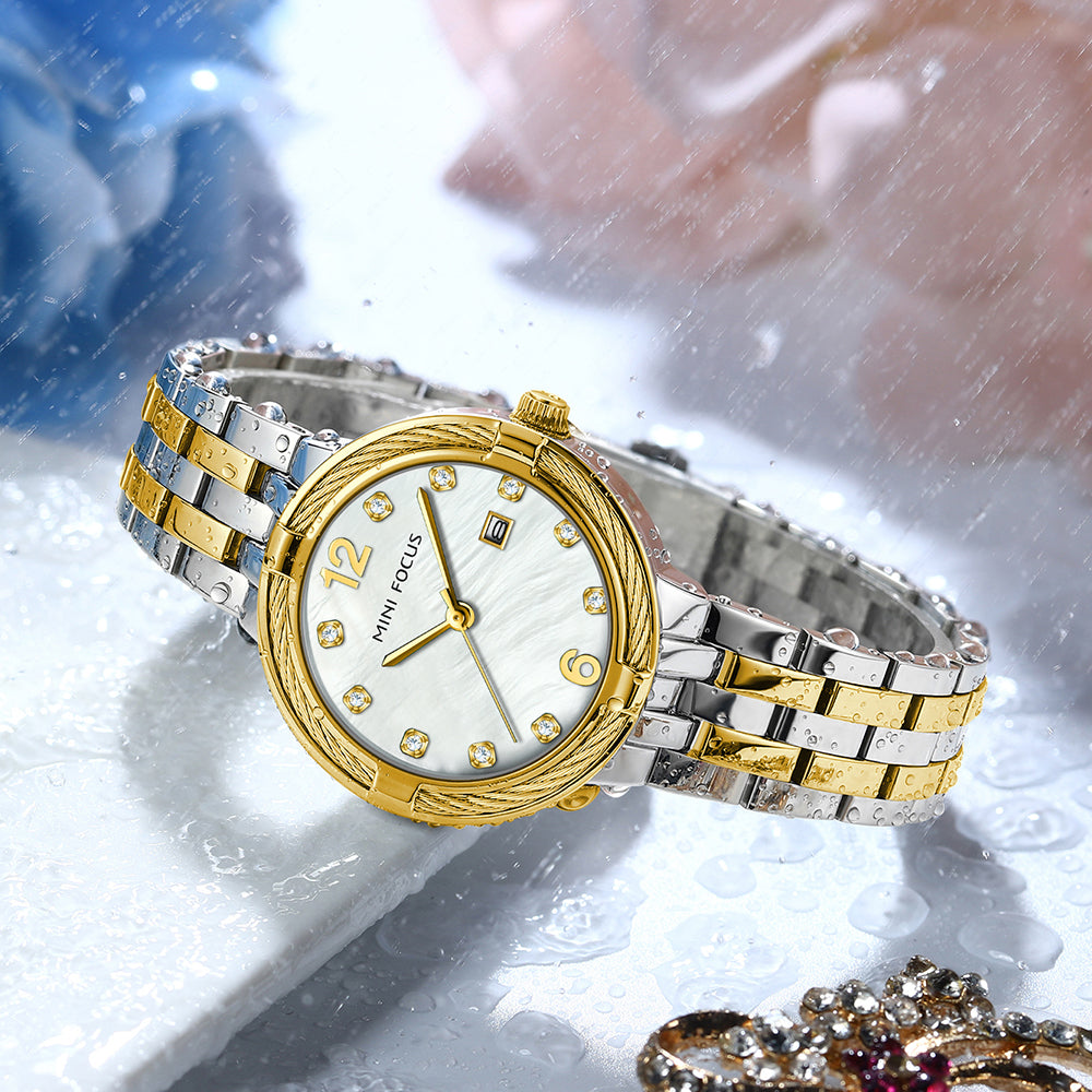 Mini Focus MF0626L.03 Imperial Gold & Silver Pearl Luxe Timepiece
