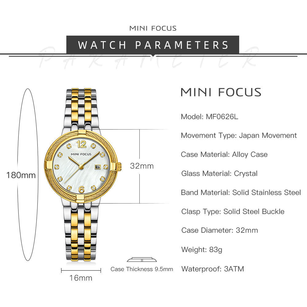 Mini Focus MF0626L.03 Imperial Gold & Silver Pearl Luxe Timepiece