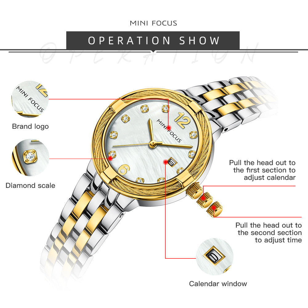 Mini Focus MF0626L.03 Imperial Gold & Silver Pearl Luxe Timepiece