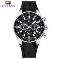 Black-Silver Round Chronograph Watch for Men