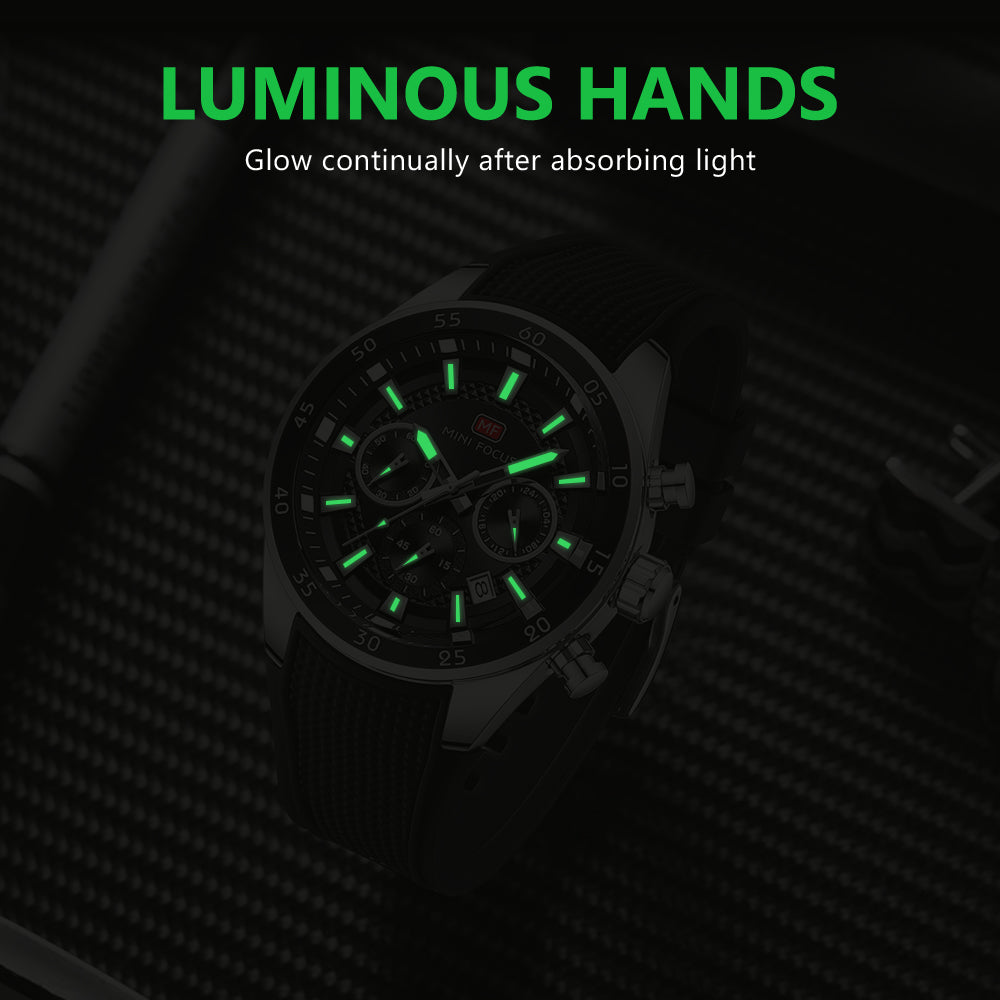 Black-Silver Round Chronograph Watch for Men