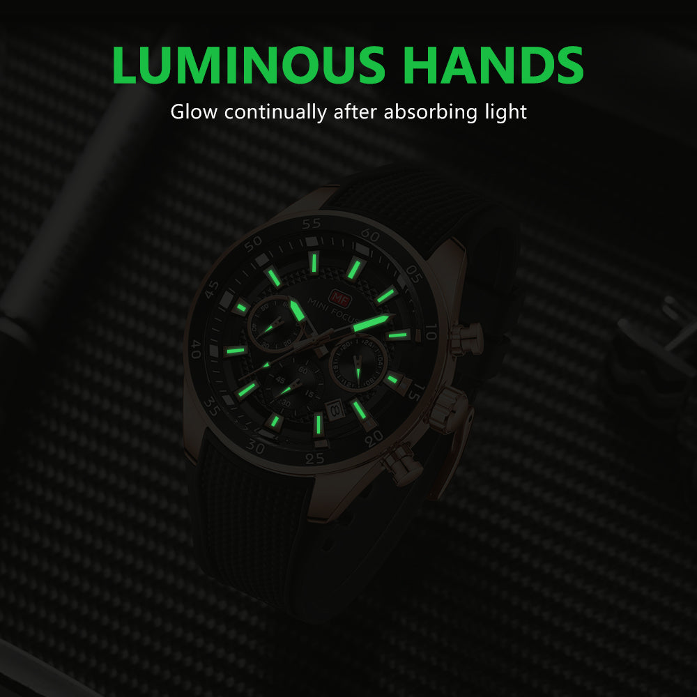 Black-Rose Gold Round Chronograph Watch for Men
