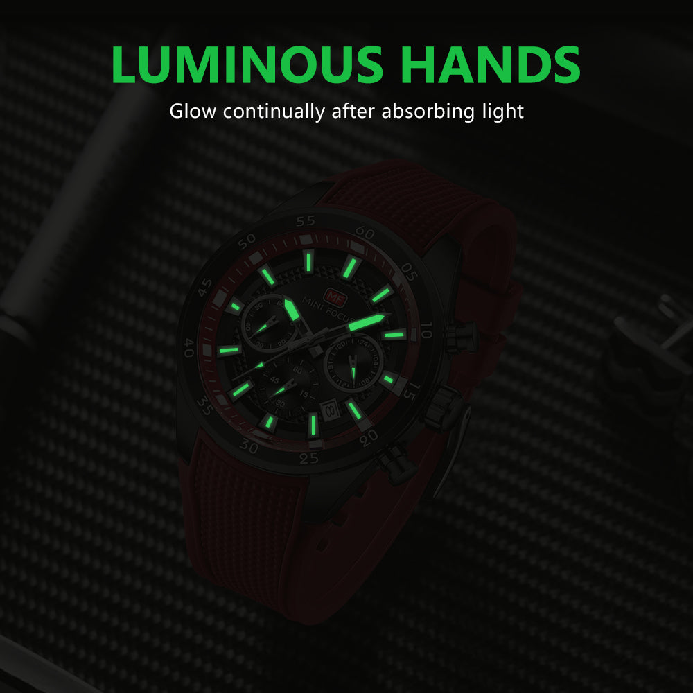 Crimson Red Round Chronograph Watch for Men