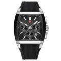 Black-Silver Square Chronograph Watch for Men