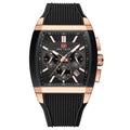 Black-Rose Gold Square Chronograph Watch for Men