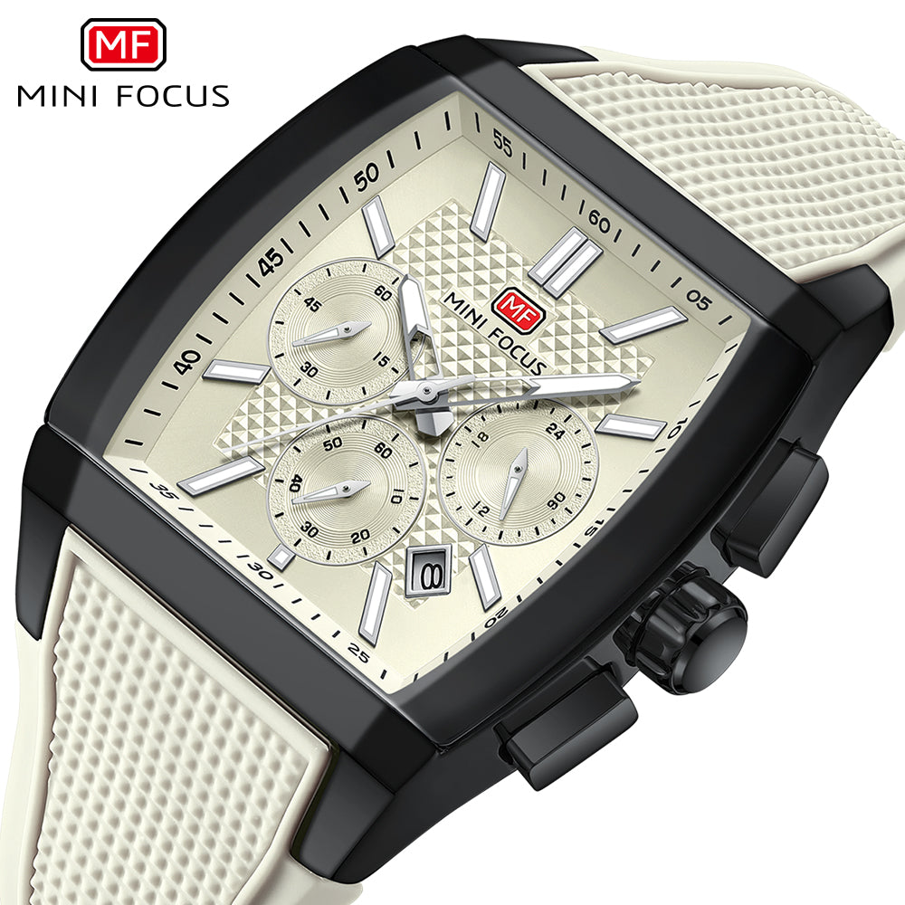 Beige Square Chronograph Watch for Men