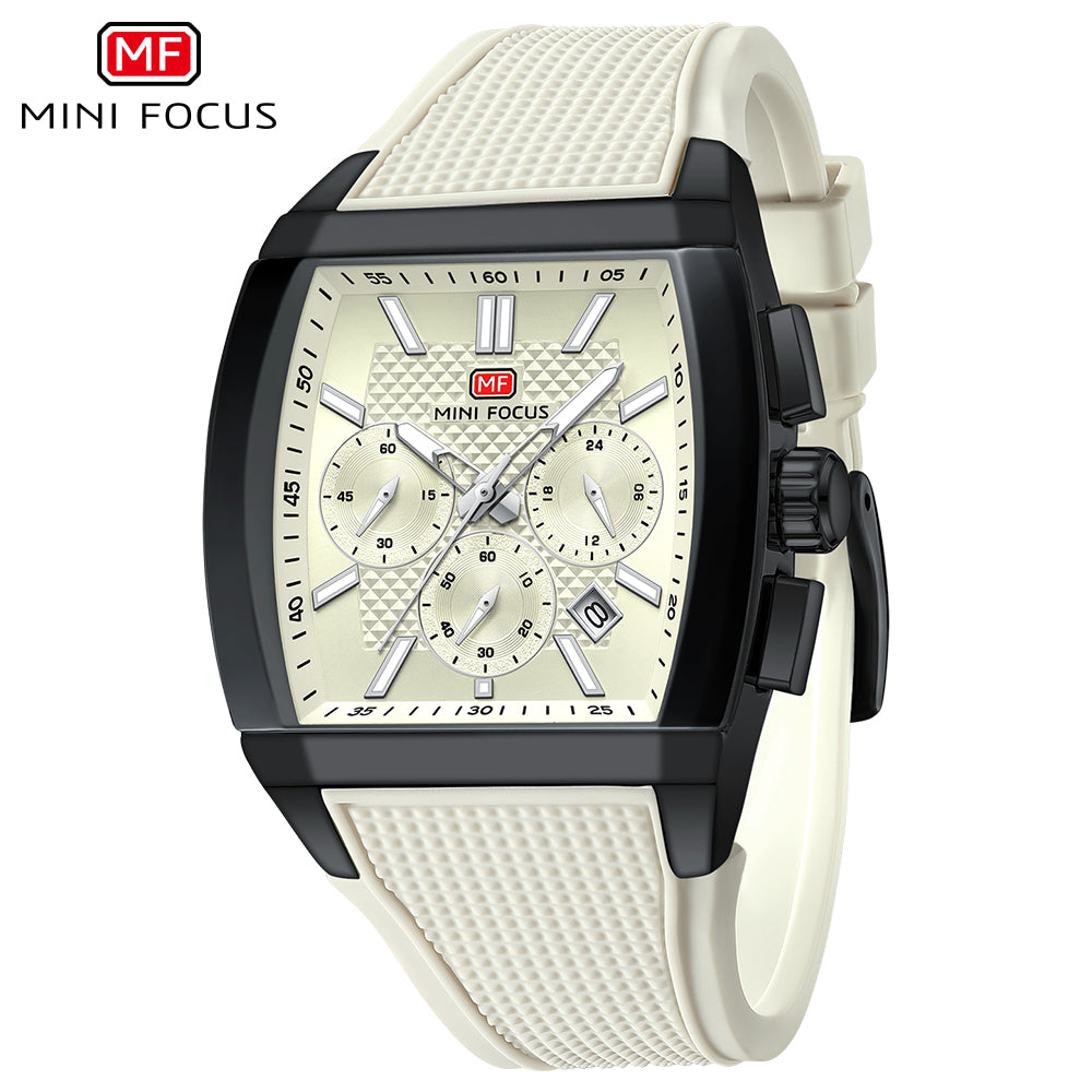 Beige Square Chronograph Watch for Men