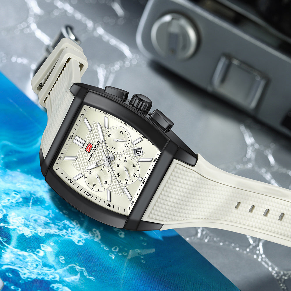 Beige Square Chronograph Watch for Men