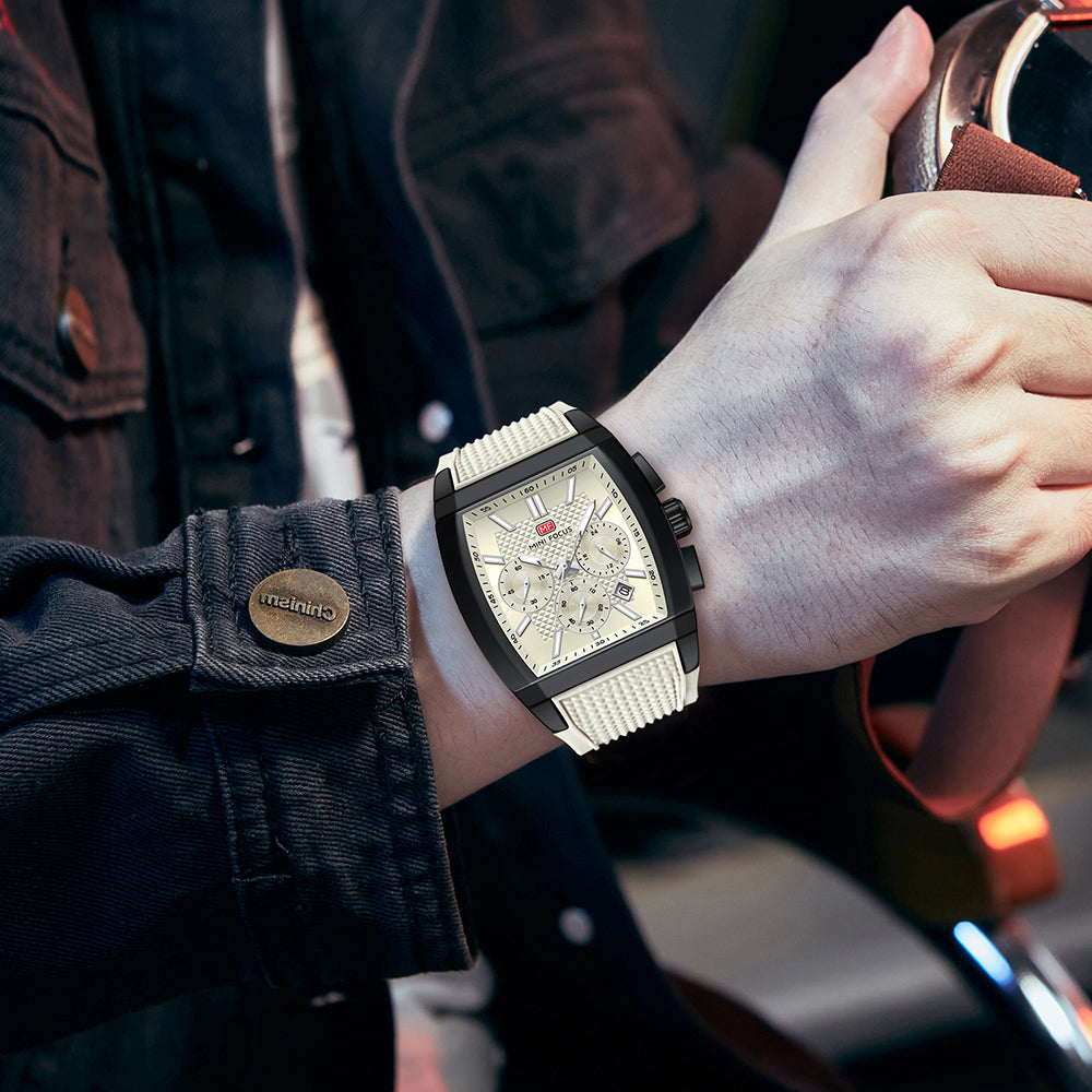 Beige Square Chronograph Watch for Men