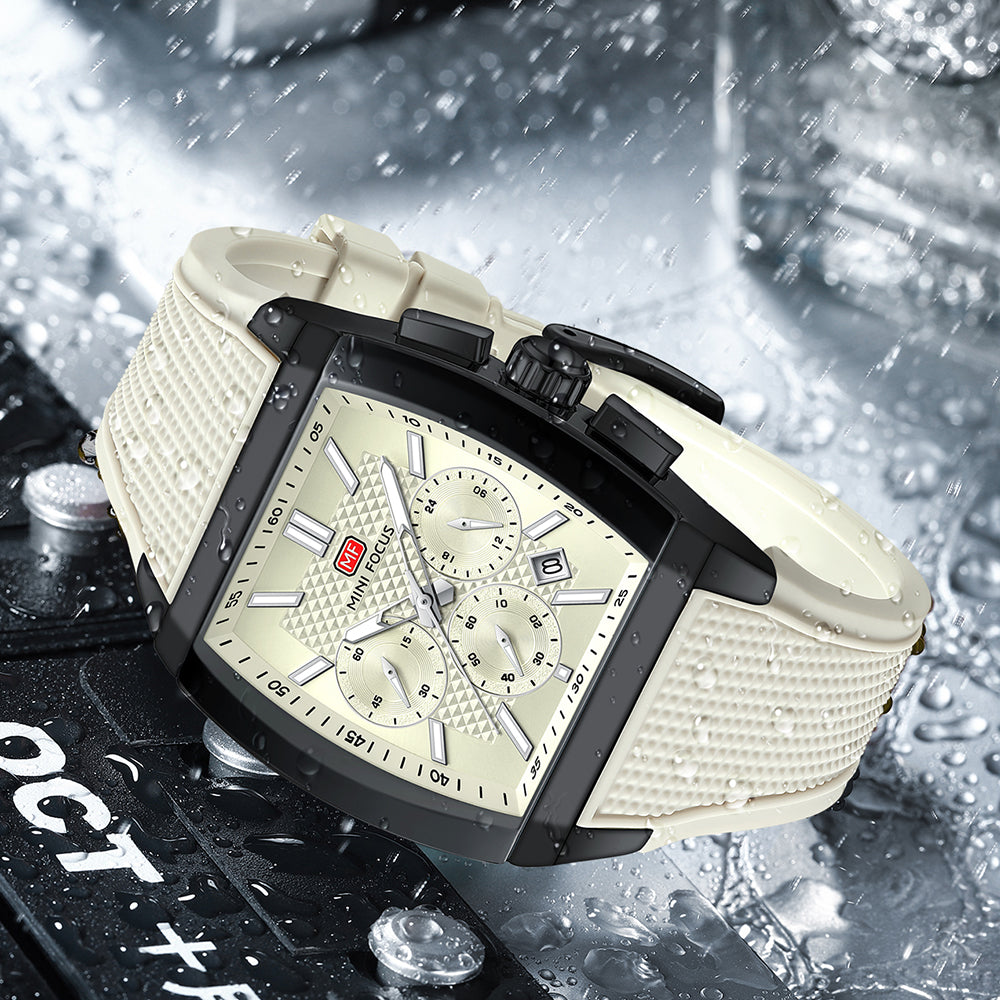 Beige Square Chronograph Watch for Men