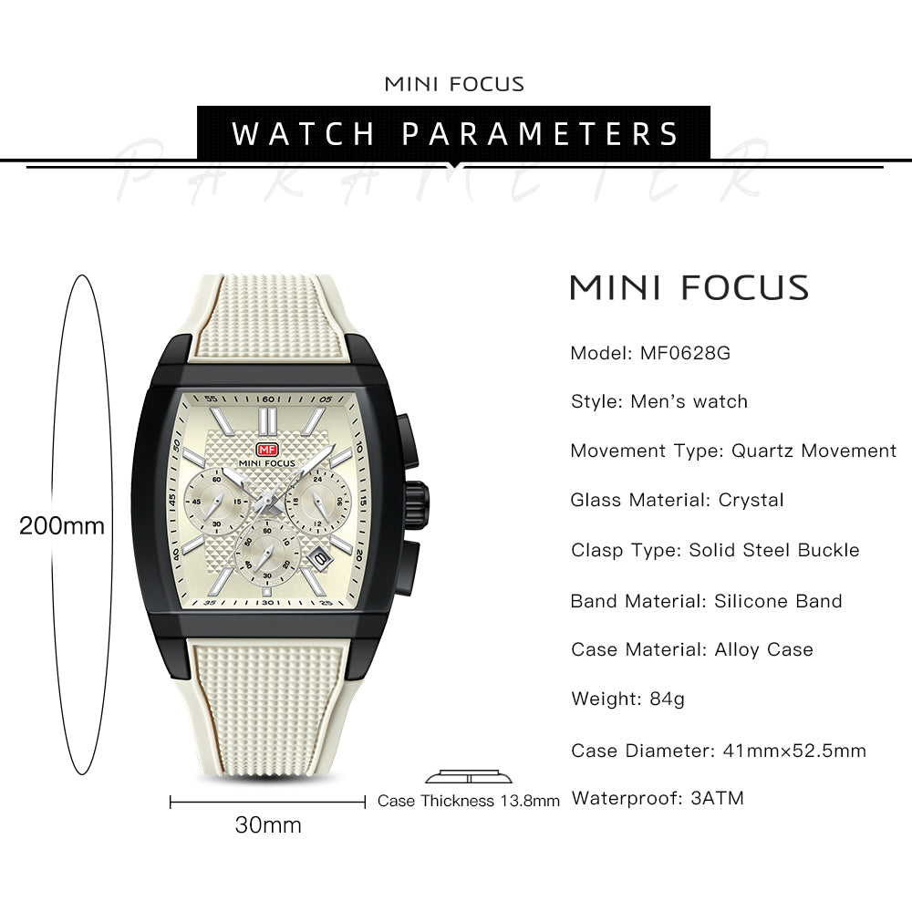 Beige Square Chronograph Watch for Men