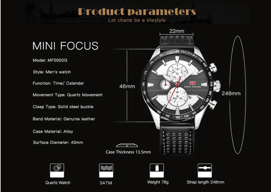Blue Dial Leather Watch for Men