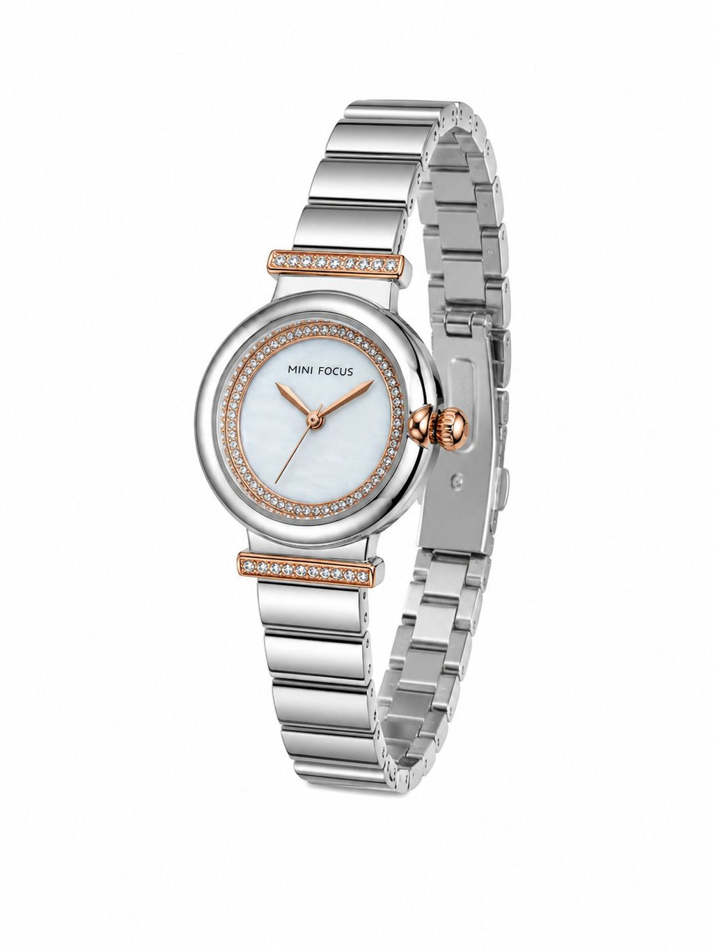 Silver Mother of Pearl Small Round Dial Watch for Women