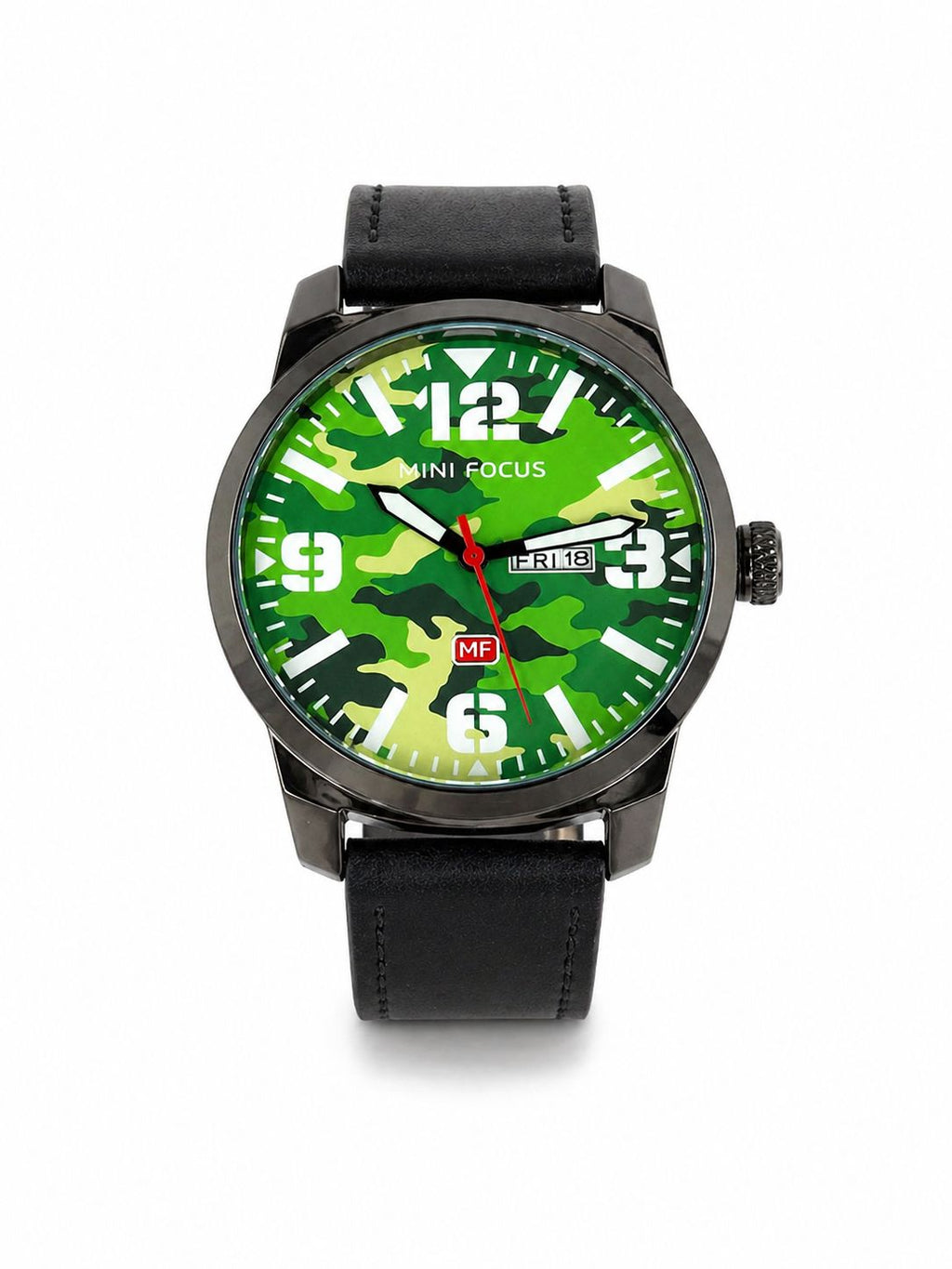 Mini Focus MF0032G.04 Leather Watch for Men - Green Camouflage Dial